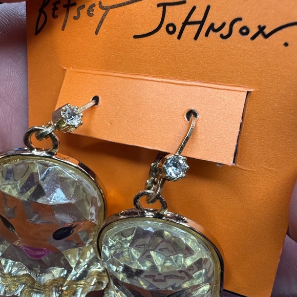 Betsey Johnson Acrylic Ghost Shaped Earrings with Purple and Gold Accents - Picture 3 of 4